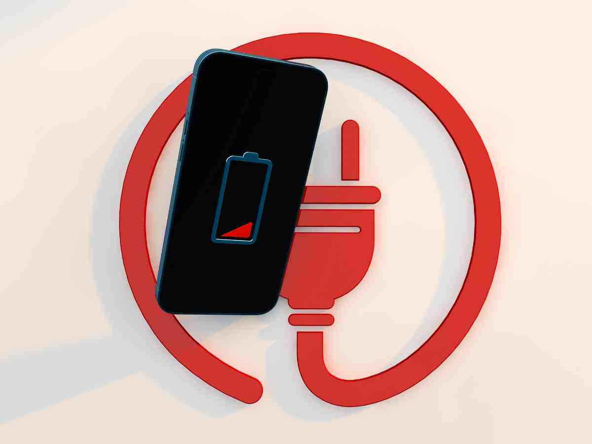 logo di cellulare scarico e presa elettrica