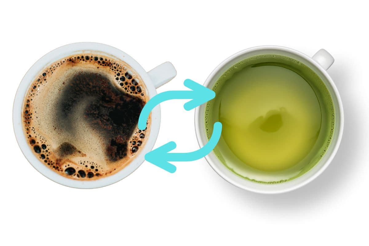 tazza caffè e tazza tè verde